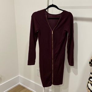 Burgundy long sleeve sweater dress